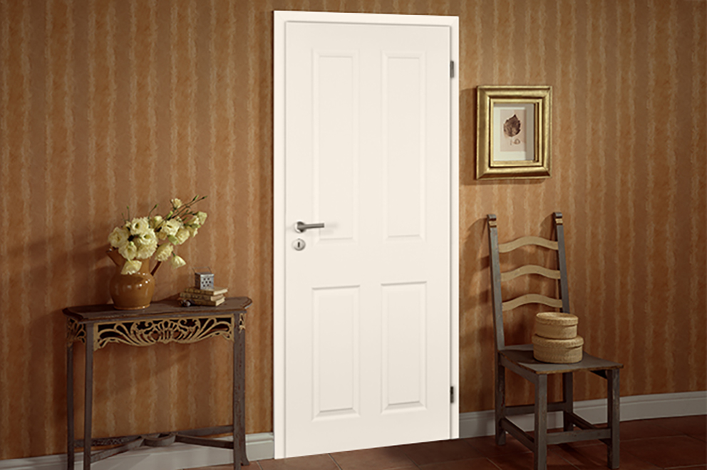 Bílé lakované dveře Classic Odyseus (Doornite) s obdélníkovým profilováním