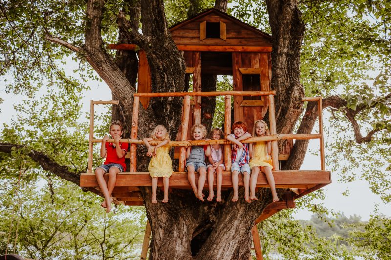 Děti v domečku na stromě